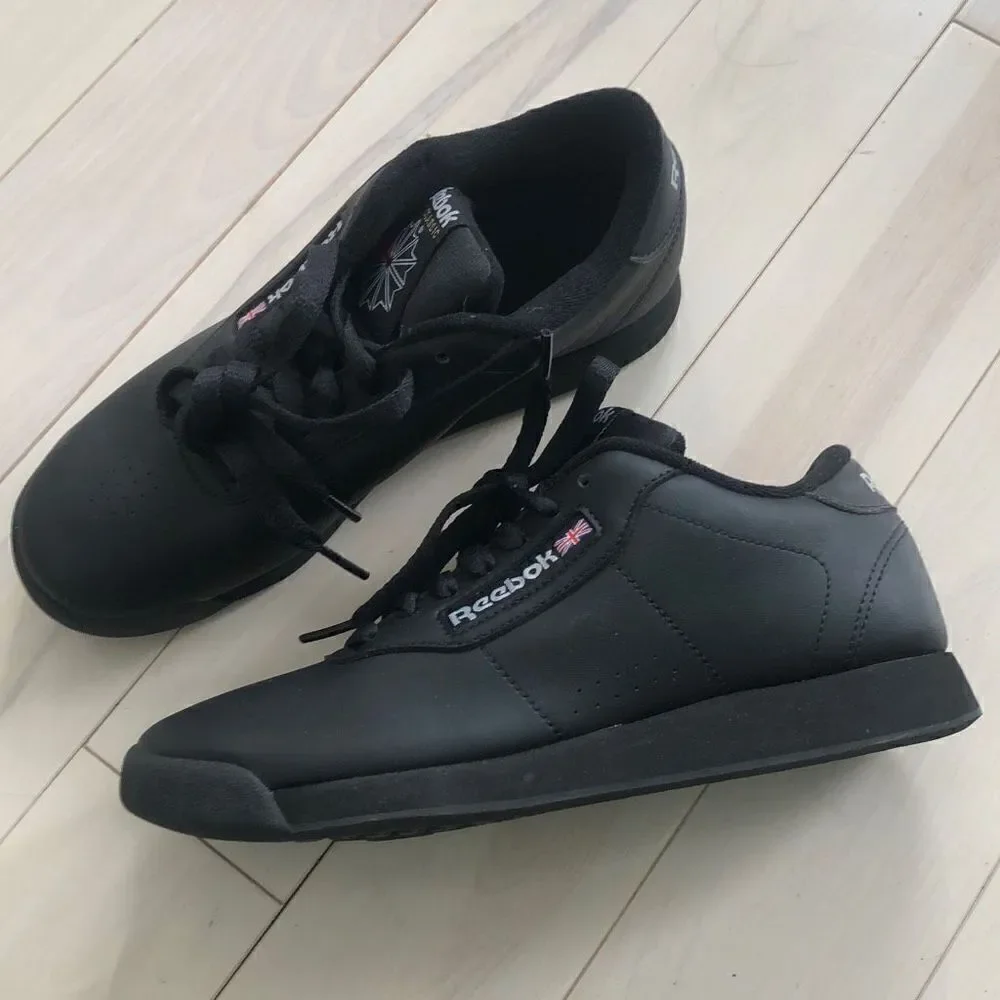 Reebok Classic Youth Princess Trainers Lace Up Sneaker Shoes Black Kid Size 5.5